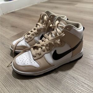 Nike High-Top Sneakers in Beige and White